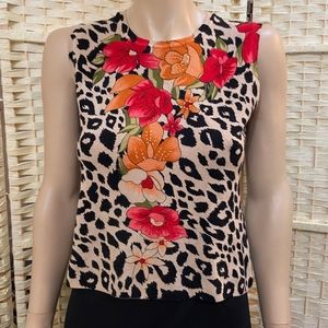 Elizabeth New York, Cheetah Print Sleeveless Top - Size L